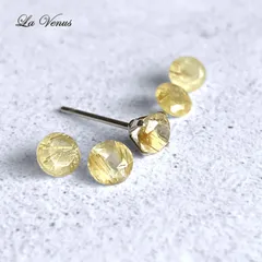✴︎つけっぱなしOK✴︎ ゴールドルチルクォーツ 一粒 ピアス 4mm 宝石質 SUS316 サージカルステンレス 片耳用 スタッド 4月誕生石
