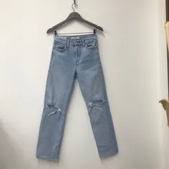 M8110 LEVI'S PREMIUM リーバイス ダメージ加工 カットオフ ハイライズストレート デニム ライトブルー ｗ25 Sサイズ レディース 古着