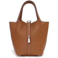 エルメス ピコタンロック 18 PM ハンドバッグ トリヨンクレマンス レザー Gold ゴールド ブラウン 茶 シルバー金具 B刻印 HERMES（未使用　展示品）