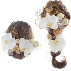 [LALALA beauty flowers] 胡蝶蘭 コチョウラン 髪飾り 卒業式 成人式 振袖 和装小物 二十歳の集い 七五三 結婚式 入学式 花火 浴衣 着物 袴 (ホワイト) 2120h [ホワイト[2120]]