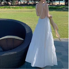 ワンピース キャミ マキシ ティアード バックオープン リゾート【0917】