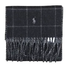 ポロ ラルフローレン ヴァージンウール リバーシブル マフラー / POLO RALPH LAUREN VIRGIN WOOL REVERSIBLE MUFFLER [BLACK CHECK/HOUNDSTOOTH]