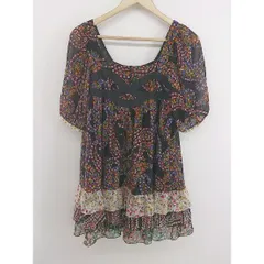 ◇ ◎ rosebullet ローズブリット タグ付 定価 1.5万円 花柄 ミニ ワンピース サイズ1 ブラック マルチ レディース P  【中古】 【1208220014558】