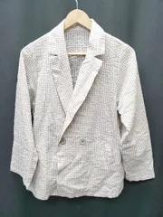 ◇ ⊂ classicalelf ギンガムチェック柄　薄手 長袖 ジャケット サイズM ベージュ　オフホワイト系 レディース P  【1409090001963】