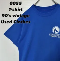 【送料無料】No.0055 古着 サイズ不明 ワンポイントロゴＴシャツ PLEASANT VIEW INN　青　ブルー