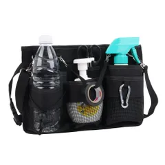 ２WAY 掃除用 多機能 エプロンバッグ 作業ポーチ 作業バッグ ウエストバッグ 工具バッグ 工具袋 ツールバッグ ガーデニングポーチ 腰袋 カラビナ ウエストベルト ショルダーベルト ペン・工具差しバンド付き 撥水 防傷加工 ブラ [ブラック] [Lサイズ]