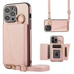 新品 TENSIK iPhone 15 Pro Max ケース 手帳型 アイフォン 15 プロ マックス ショルダー スマホケース iPhone15 Pro Max カバー PUレザー 肩掛け 斜めかけ マグネット式 ICカード収納 鏡付き 写真入りポケット