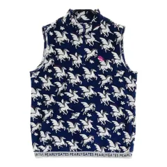 サイズ：0 PEARLY GATES パーリーゲイツ  ノースリーブ ハーフジップシャツ パイル ユニコーン柄 ネイビー系 [240101511065] ゴルフウェア レディース ストスト