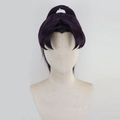 【お取寄せ商品！納期ご相談下さい！】コスプレ耐熱ウィッグ オーダー 造形ウィッグ ダークパープル 前髪立ち上げ ワンレン 結い上げ ウィッグ ★忍たま乱太郎/摂津のきり丸 等