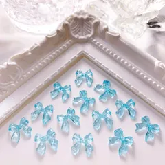 ネイルパーツ キュートリボン クリアブルー 6p