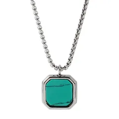 [Ludus Felix] ネックレス-メンズ-天然石-ネックレスメンズ-アクセサリー-金属アレルギー対応 (ターコイズ×シルバーチェーン) [ターコイズ×シルバーチェーン]