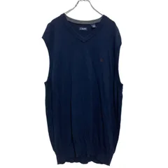 CHAPS コットンニット セーター ベスト 2XL ネイビー チャップス ビッグサイズ ワンポイントロゴ 古着卸 アメリカ仕入 a611-5195のサムネイル
