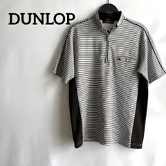 DUNLOPダンロップボーダー半袖ハーブジップM白ホワイト黒ブラックカジュアルのサムネイル