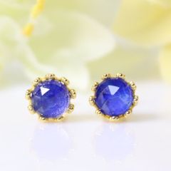 S925製 ラピスラズリ＆クリスタル 6mm 天然石 ローズカット クラウンデザイン