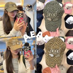 新品 韓国 AEAE エーイーエーイー 刺繍 キャップ 豹柄×カモ プリント 人気 レディース 男女兼用 ベースボールキャップ 【2色選択可能】