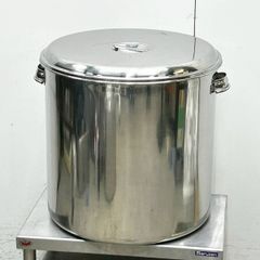 ステンレス 丸型キッチンポット 50cm 蓋付き 手付 中古 業務用 厨房