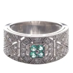 指輪 レディース パライバトルマリン リング プラチナ ダイヤモンド Pt950 ミル打ち 幅広 刻印入り 鑑別書付き 日本製【アクセサリーマート/メルカリShops店】