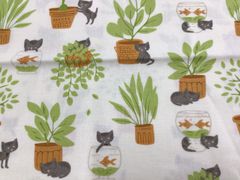 HERE KITTY 猫と金魚鉢　110×50cm