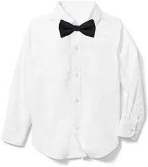 ホワイト_150 LOLANTA ワイシャツ 子供 長袖 蝶ネクタイ付き ボーイズシャツ 男の子 フォーマル 制服 ホワイト 入学式 卒業式 結婚式 発表会 七五三 150