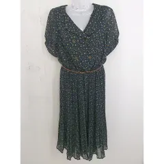 ◇ ◎ INGNI イング 花柄 プリーツ 半袖 膝下丈 ワンピース サイズM ブラック イエロー マルチ レディース  【中古】 【1203090000700】