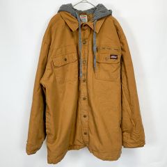 【古着】ディッキーズ フード付き ブラウン XLサイズ キルティング ダックワークジャケット