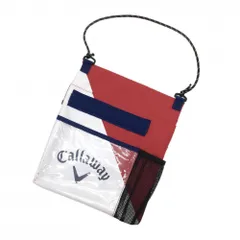 キャロウェイ マルチポーチ レッド×白×ネイビー 持ち手紐 ポケット ラウンドポーチ ゴルフ Callaway
