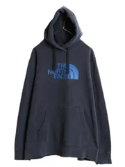【お得なクーポン配布中!】 ノースフェイス プリント スウェット フード パーカー メンズ XL / 大きいサイズ 古着 The North Face 裏起毛 トレーナー プルオーバー 紺