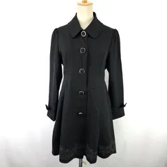 美品★ARROW/アロー★Aラインコート【レディースM/黒/black/裾刺繍】春秋/スプリングコート/可愛いアウター/Coat/jacket◆BJ096-bのサムネイル