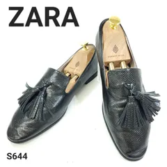 ザラ　タッセルローファー　パイソン型押し　ラウンドトゥ　ブラック　39　レザー