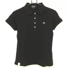 【美品】パーリーゲイツ 半袖ポロシャツ 黒 ロゴパープル フライングラビット レディース 2(L) ゴルフウェア PEARLY GATES