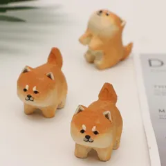 【新品】 北欧雑貨 置物 木製置物 木彫 柴犬 橘猫 マスコット 幸運 ホーム ギフト 祝福 (イエロー)