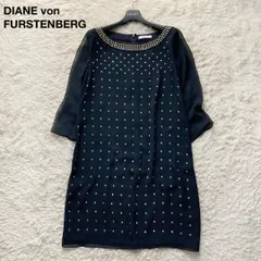 DVF STUDIO ダイアンフォンファステンバーグ DIANE von FURSTENBERG ひざ丈ワンピース 七分袖 シフォン スタッズ フォーマルワンピース ドレス パーティー 結婚式 お呼ばれ ネイビー 紺 2サイズ