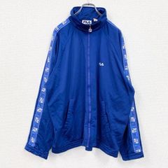 古着 used　FILA　フィラ　長袖スウェット　フルジップ　ジャージ　スポーツ　ワンポイントロゴ刺繍　青　ブルー　XLサイズ