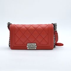 CHANEL シャネル ボーイシャネル25 18番台 ラムスキン レッド シルバー金具 レディース チェーンショルダーバッグ シール有【中古】