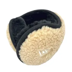 ニューエラ NEW ERA 耳あて イヤーマフ ボア ワンポイント ロゴ 刺繍 ベージュ 黒 ブラック