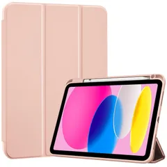 ローズゴールド ProCase iPad 10世代 ケース 2022 10.9インチ A2696 A2757 A2777 ペン収納 弾性のあるTPUバック 耐衝撃 三つ折り スタンド スマートカバー（ローズゴールド）