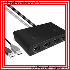 【即日発送】switch OLED/Switch/WiiU/PC用 大乱闘スマッシュブラザーズ対応 switch HOMEボタンアリ ngc用 TURBO連発機能対応 転換アタプター 接続タップ コントローラ ４ポート ゲームキューブ 最大８人同時にプレイ ニ