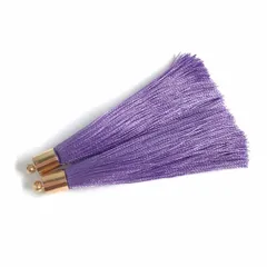 シルクサテン ロングタッセル 7cm 1ぺア ライトパープル 選べる金具