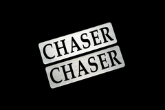EE-535-2 CHASER 銀黒 アクリル2層 ステッカー トヨタ チェイサー 100 90 51 61 カスタム 前期 後期 モデリスタ 2枚1セット