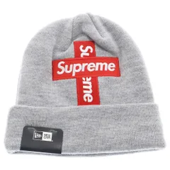 SUPREME (シュプリーム) 20AW ×New Era Cross Box Logo Beanie ニューエラ クロスボックスロゴ ビーニー ニットキャップ 帽子 グレー/レッド