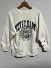 超良品ビンテージ チャンピオン 90's 刺繍タグ USA製 リバースウィーブ スウェット NOTRE DAME クリーム S