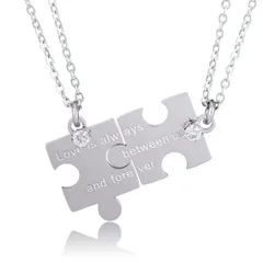 シルバー＆シルバー [felicitations] ペアネックレス カップル プレゼント ステンレス ジュエリー ネックレス メンズ レディース パズル BR-J068 (シルバー＆シルバー)