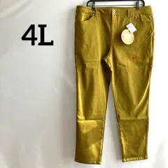 訳あり大きいサイズ新品未使用タグ付き4L黄色パンツ無地シンプルカジュアル