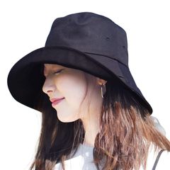 美品】ヘレンカミンスキー コットン バケットハット 女優帽 リボン 黒