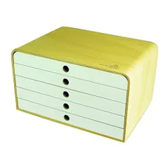 【在庫処分】A4ファイルケース ヤマト工芸 引出し5段 ナチュラル・引出しホワイト YK09-118 日本製