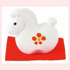 干支置物　開運　豆福午５Ｐセット　◎2セット目～大幅値引き対象商品　※オブジェ,開運,縁起物,寿,古来,伝統,ドール,リーズナブル,レトロモダン,お正月,迎春,十二支,うま,馬,飾り,個性的,2026年,令和8年,陶器,可愛い,かわいい,ホワイト,馬,ミニ