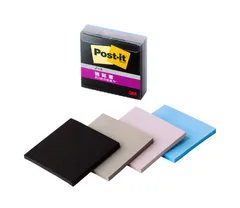 【数量限定】ポストイット 付箋 強粘着 ノート マルチカラー9 75×75mm 45枚3色 黒35枚 各1パッド クリアケース 654SS-MC-9