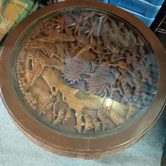 中国古美術 人物彫丸形円卓プレート唐木四脚52cm X52cm X高20.5cm 中国古美術 人物彫丸形円卓プレート唐木四脚52cm X52cm X高20.5cm