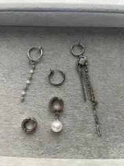 イヤリング イヤーカフ まとめ売り 5点セット パール ロングチェーン ステンレス ピアス穴不要 ステンレス お洒落 韓国アクセサリー 人気 在庫限り 特価