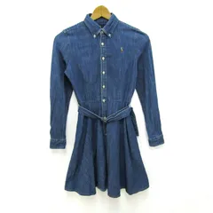 ラルフローレン デニムシャツワンピース ベルト付き トップス レディース 14サイズ ブルー系 RALPH LAUREN 【中古】